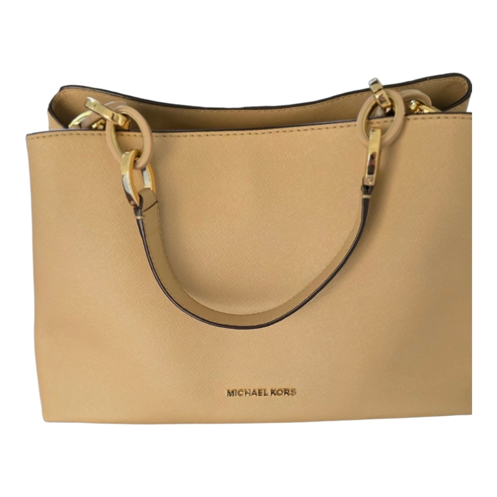 Michael Kors Tan Saffiano Leather Tote with Gold Hardware